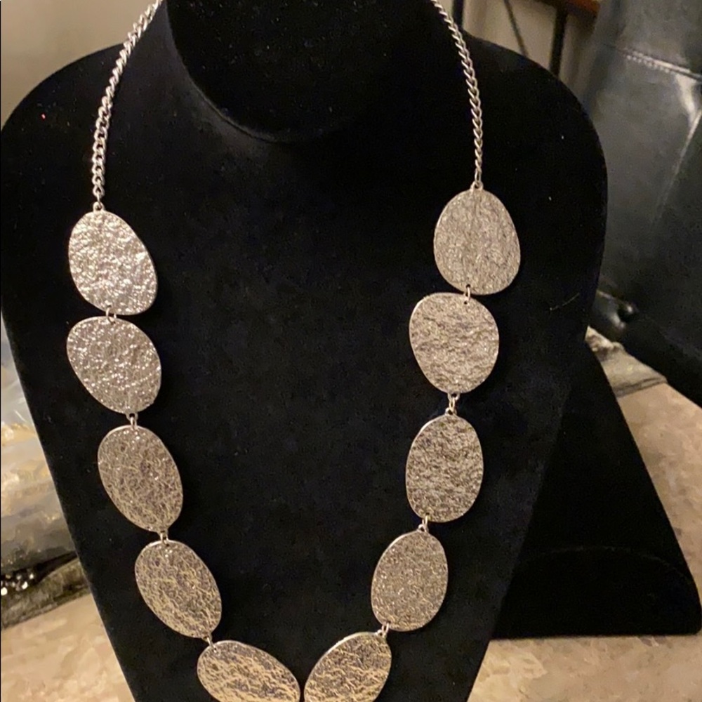 Silvertone Abstract Statement Necklace - image 5